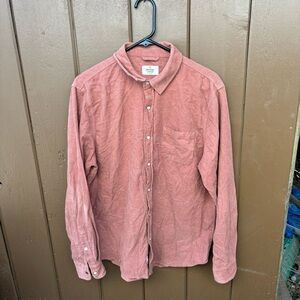 Marine Layer Shirt Medium Marge Mens Long Sleeve Button Orange Lightweight